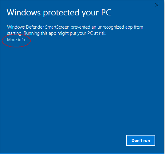 Windows 10 warning alert box